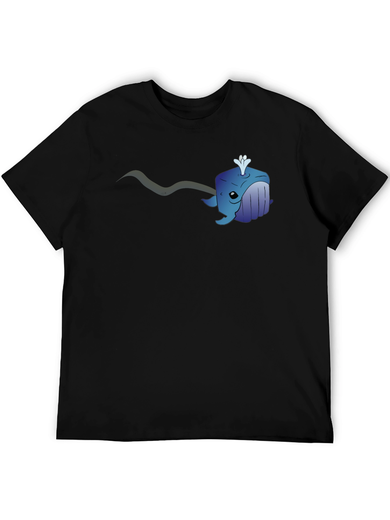 Cube Whale Graphic Tee - Black Cotton T-Shirt