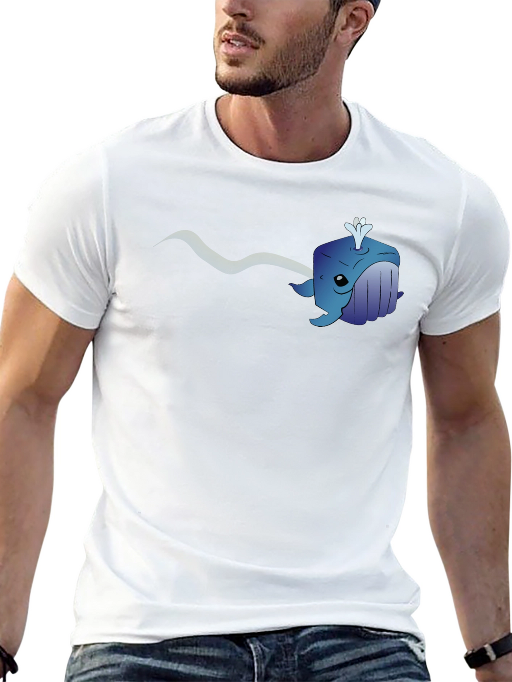 Cube Whale Graphic Tee - Black Cotton T-Shirt