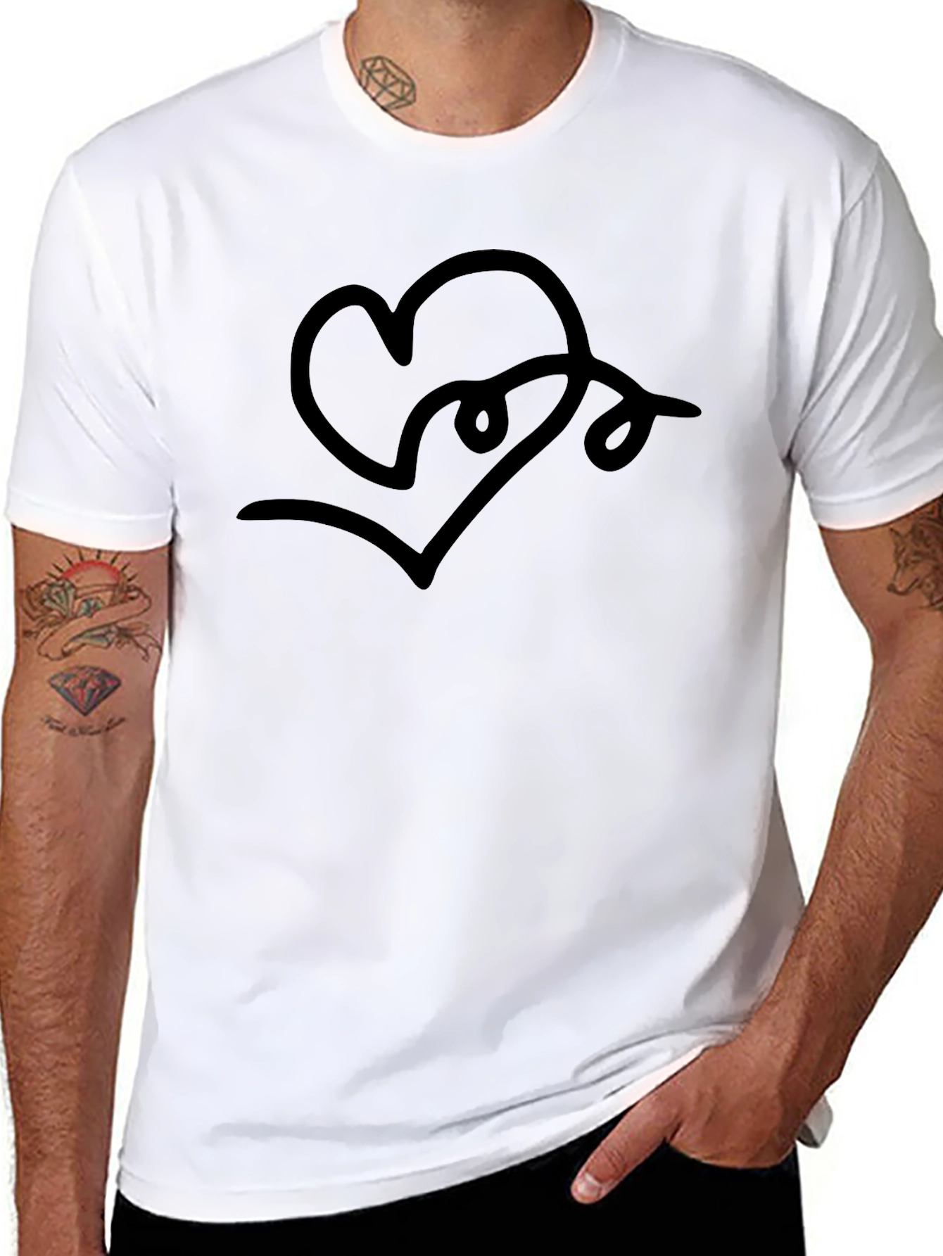 Abstract Heart Line Art T-Shirt - Modern Graphic Tee