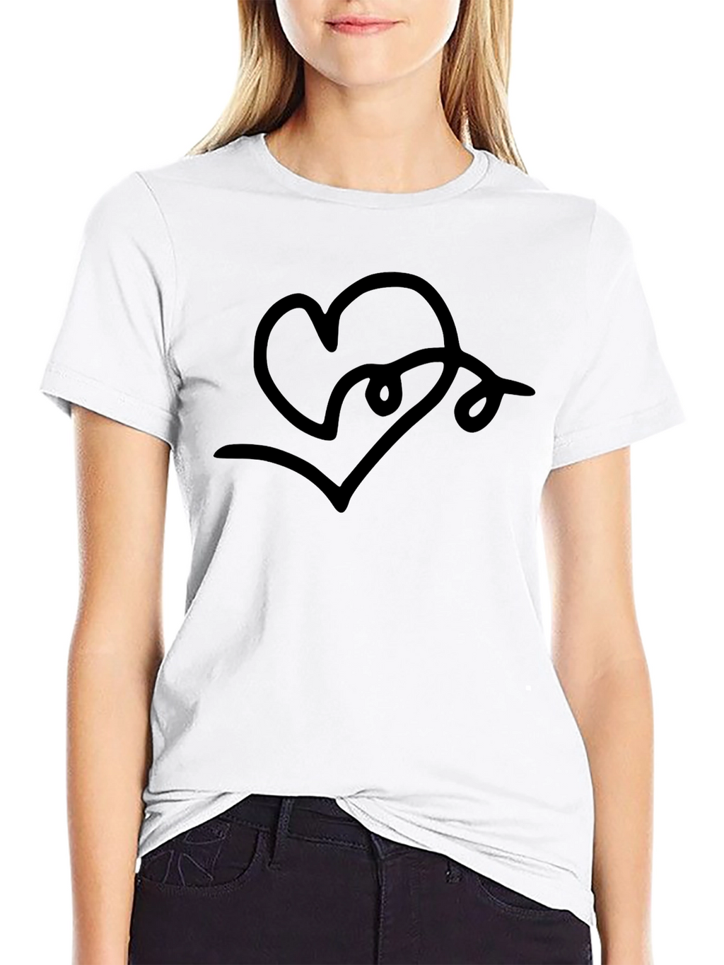 Abstract Heart Line Art T-Shirt - Modern Graphic Tee