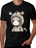 Zebra Hoodie T-Shirt: Cute Cartoon Animal Tee