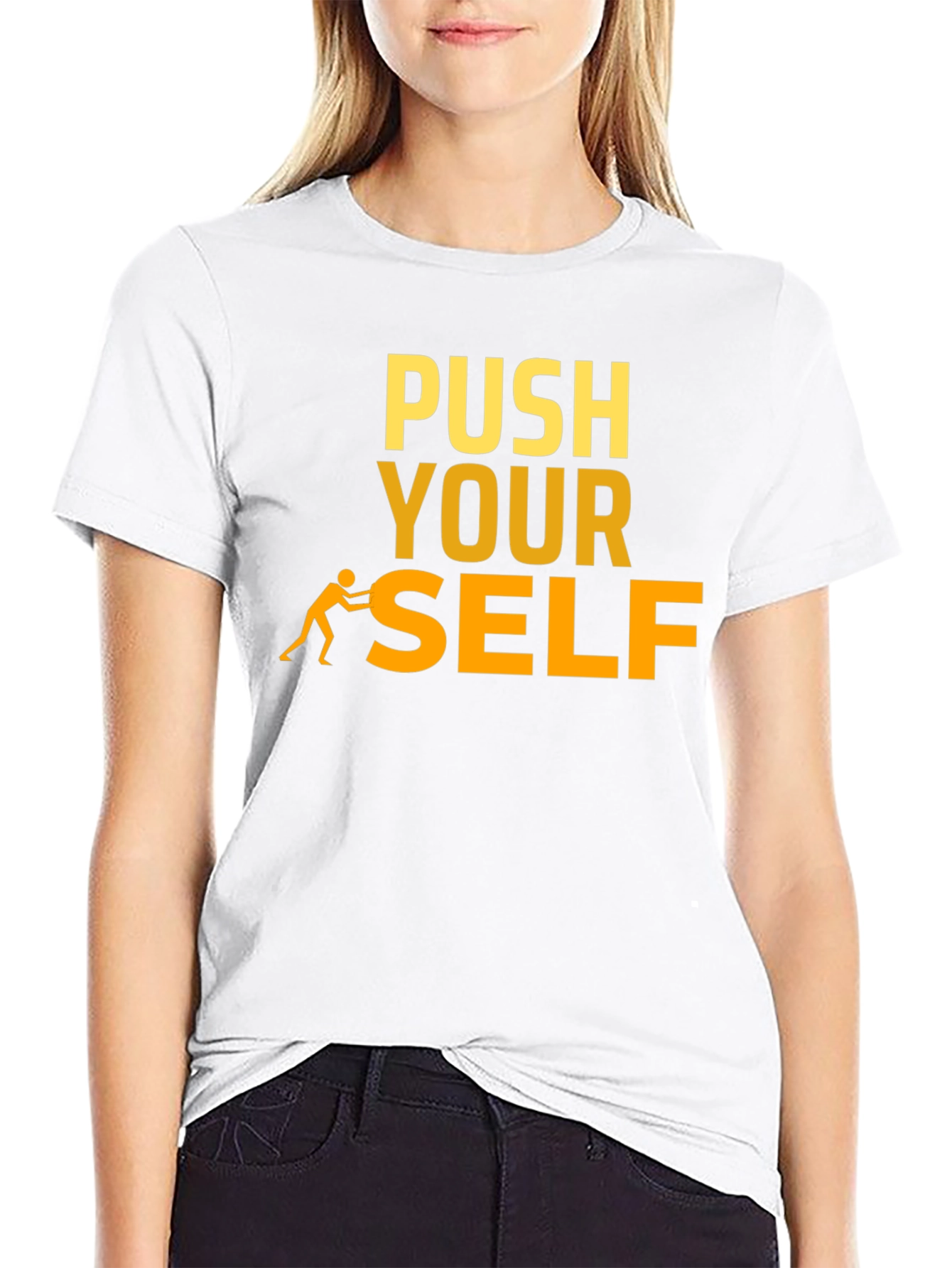 Push Yourself Graphic Tee - Motivational Black T-Shirt