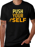 Push Yourself Graphic Tee - Motivational Black T-Shirt