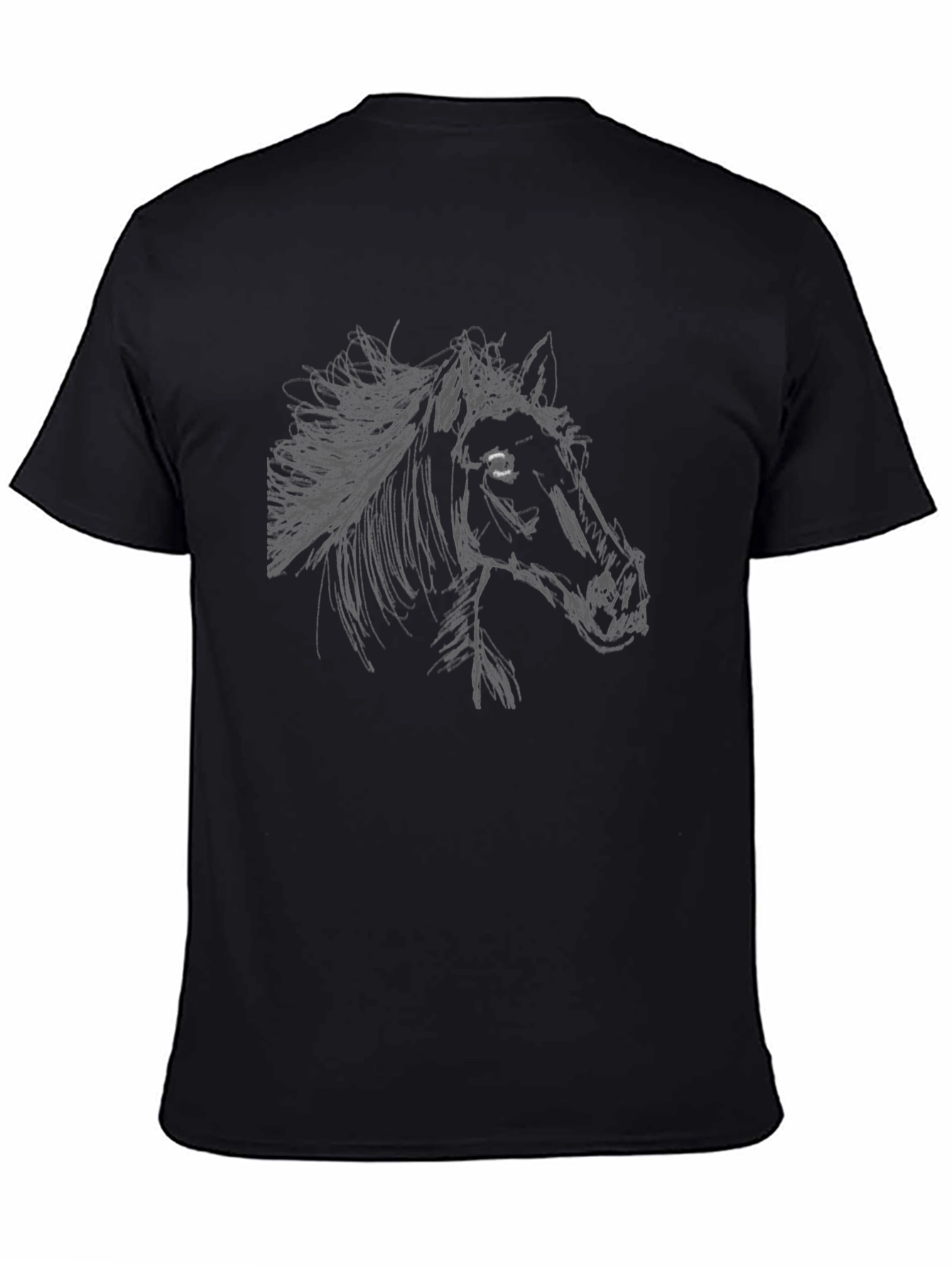 Black Horse Sketch Graphic Tee - Mens Casual T-Shirt