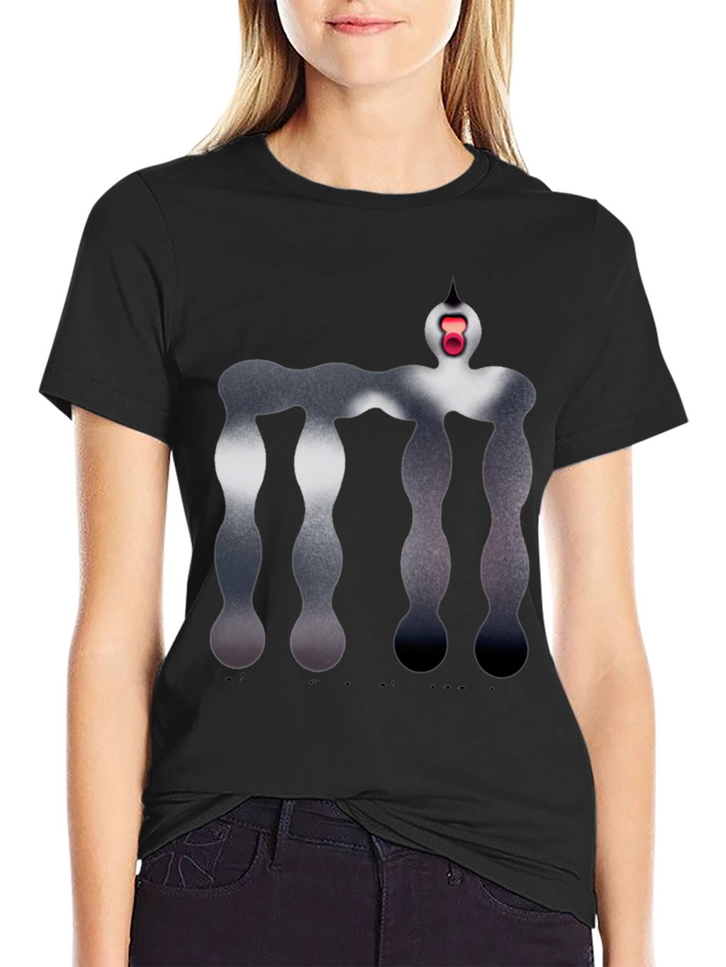 Abstract Figure Graphic Black T-Shirt