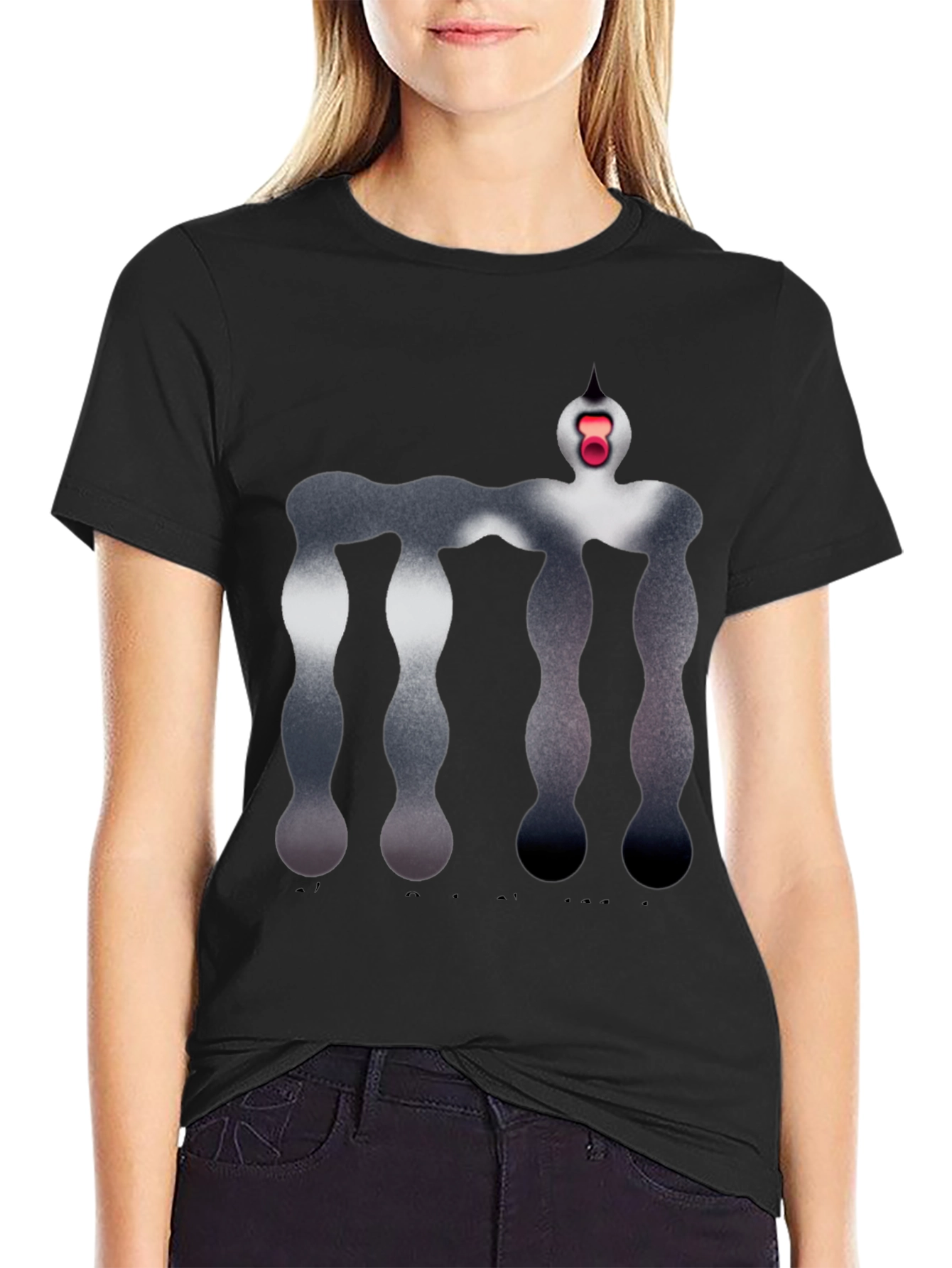 Abstract Figure Graphic Black T-Shirt