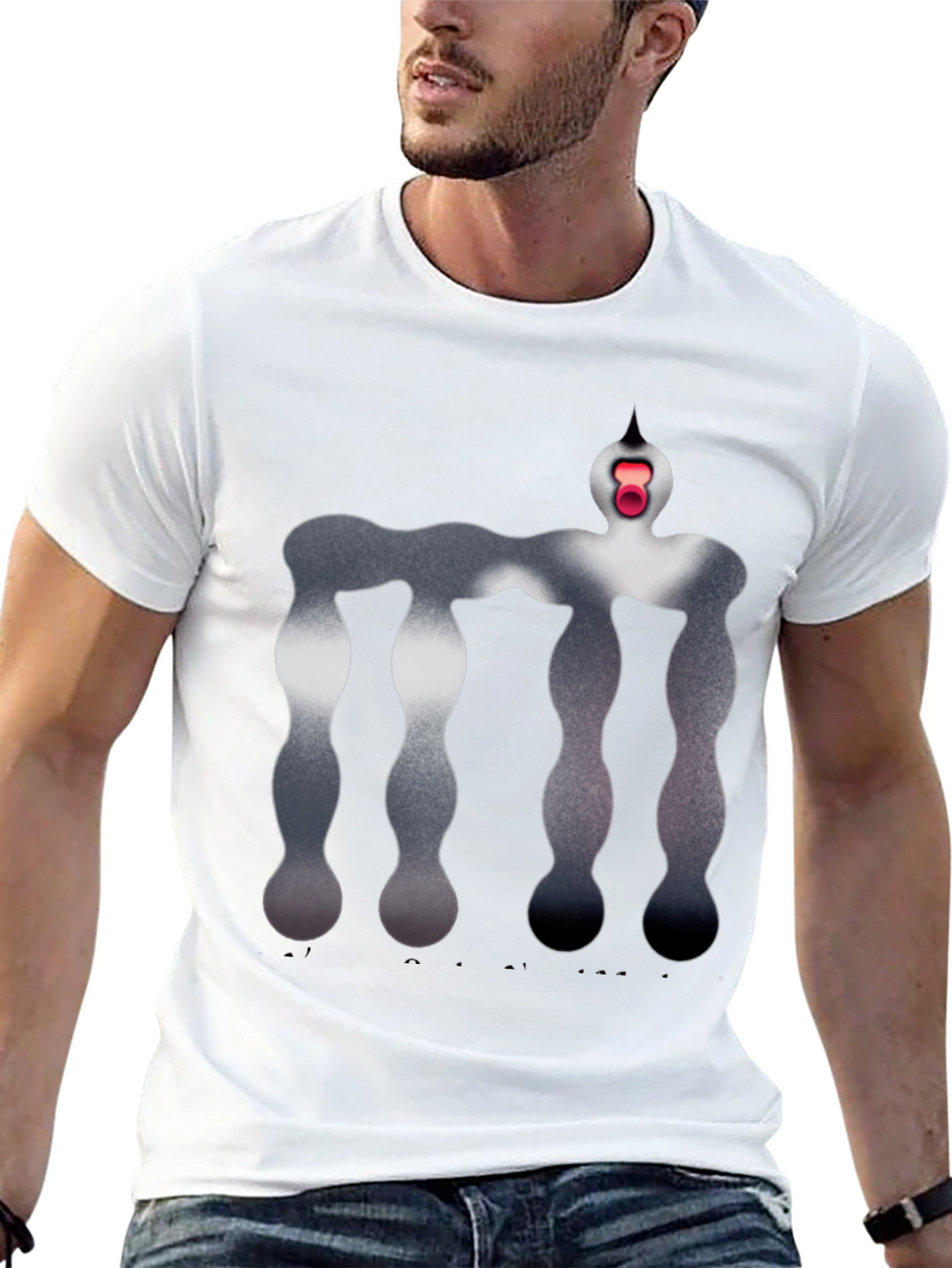 Abstract Figure Graphic Black T-Shirt