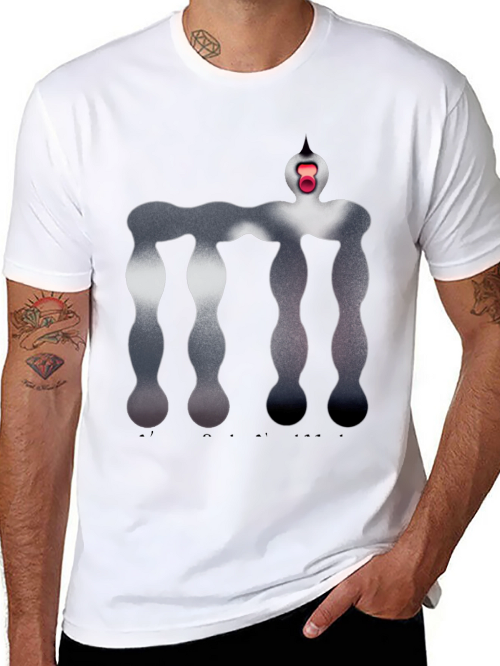 Abstract Figure Graphic Black T-Shirt