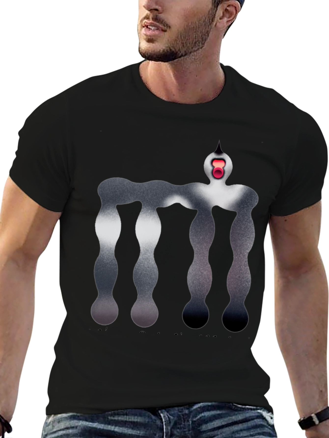 Abstract Figure Graphic Black T-Shirt