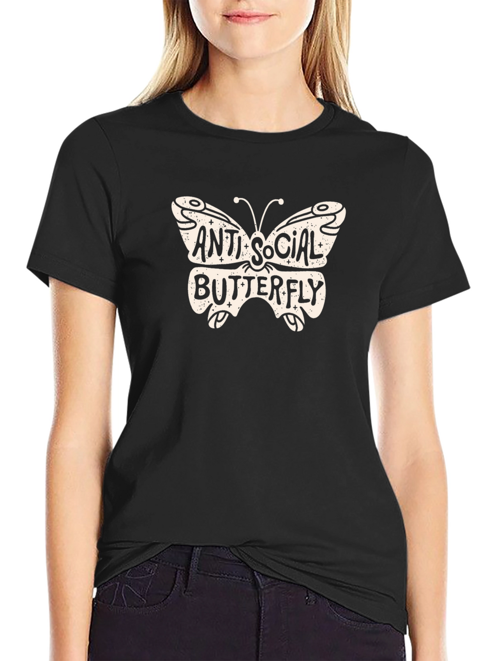 Anti-Social Butterfly Graphic Tee - Trendy Comfort