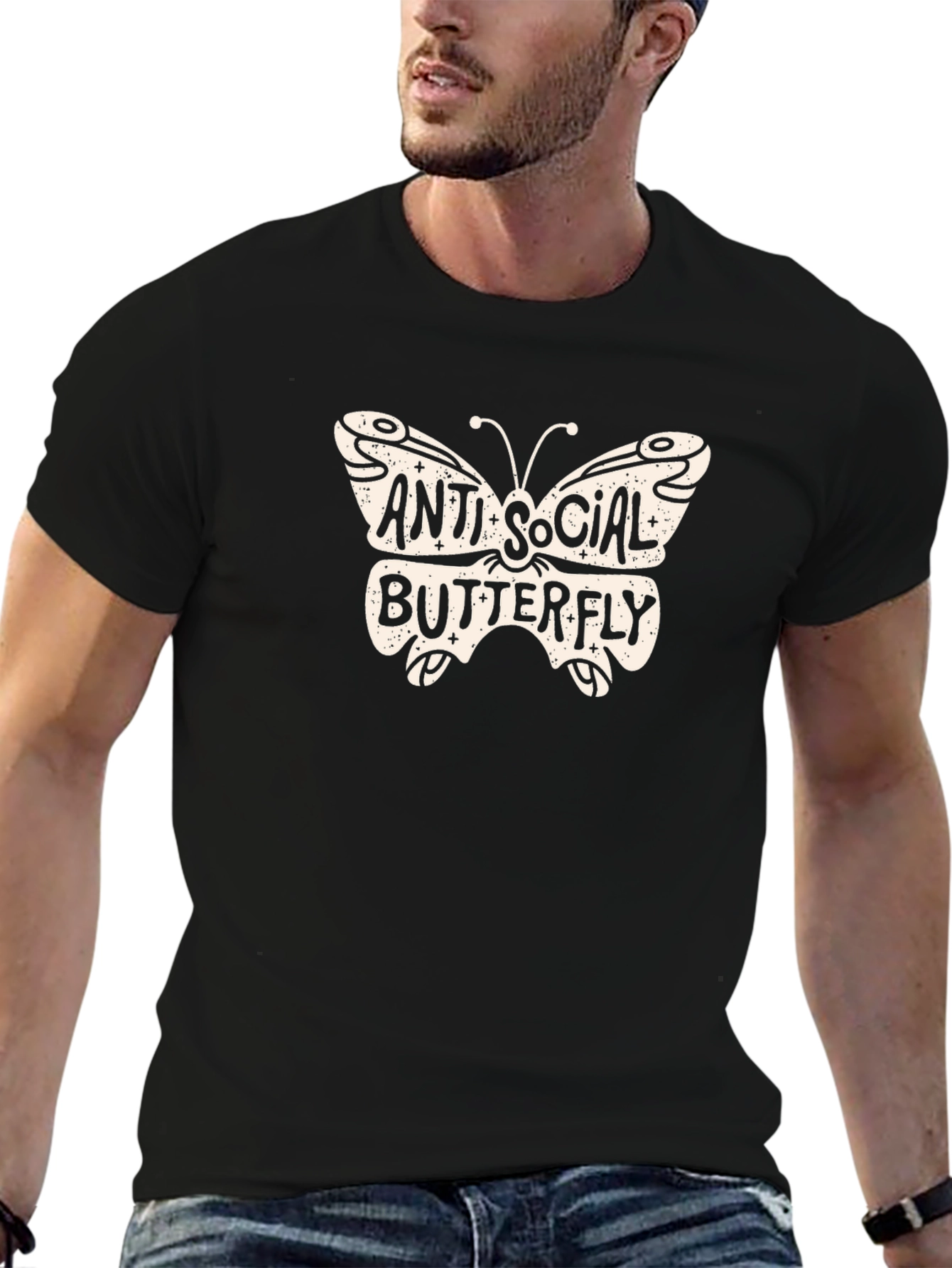 Anti-Social Butterfly Graphic Tee - Trendy Comfort