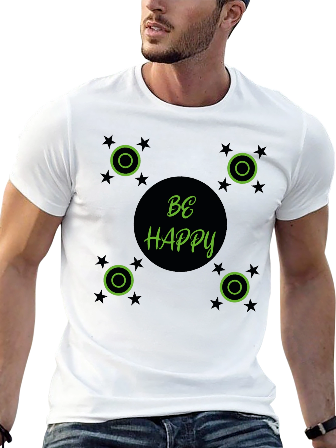 Be Happy Graphic Tee - Mens Black T-Shirt