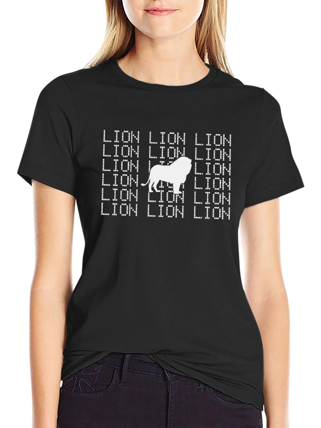 Lion Text Graphic T-Shirt - Bold Animal Print Tee