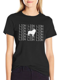 Lion Text Graphic T-Shirt - Bold Animal Print Tee