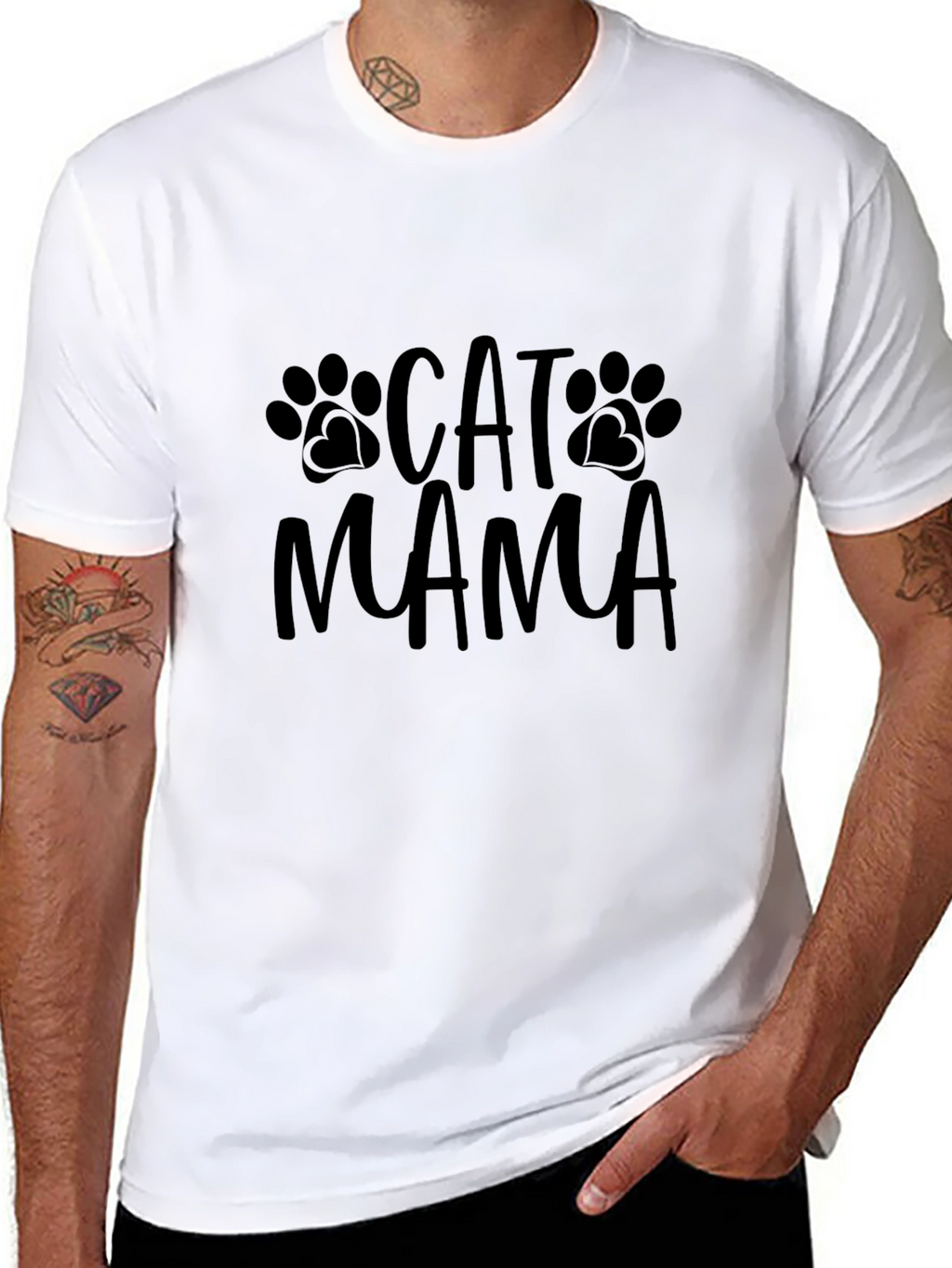 Cat Mama Graphic Tee - Black Casual Fit