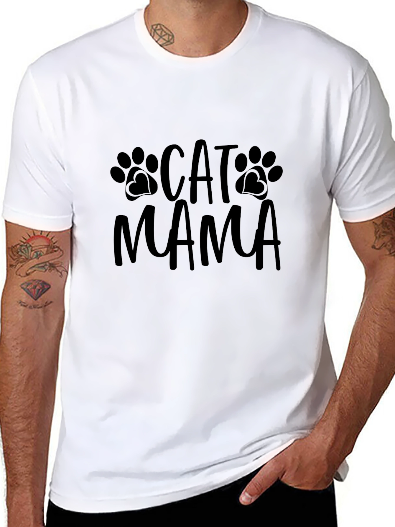 Cat Mama Graphic Tee - Black Casual Fit