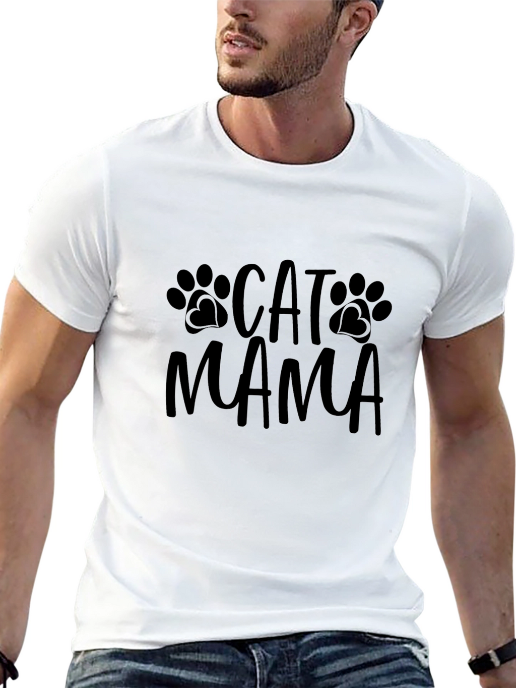 Cat Mama Graphic Tee - Black Casual Fit