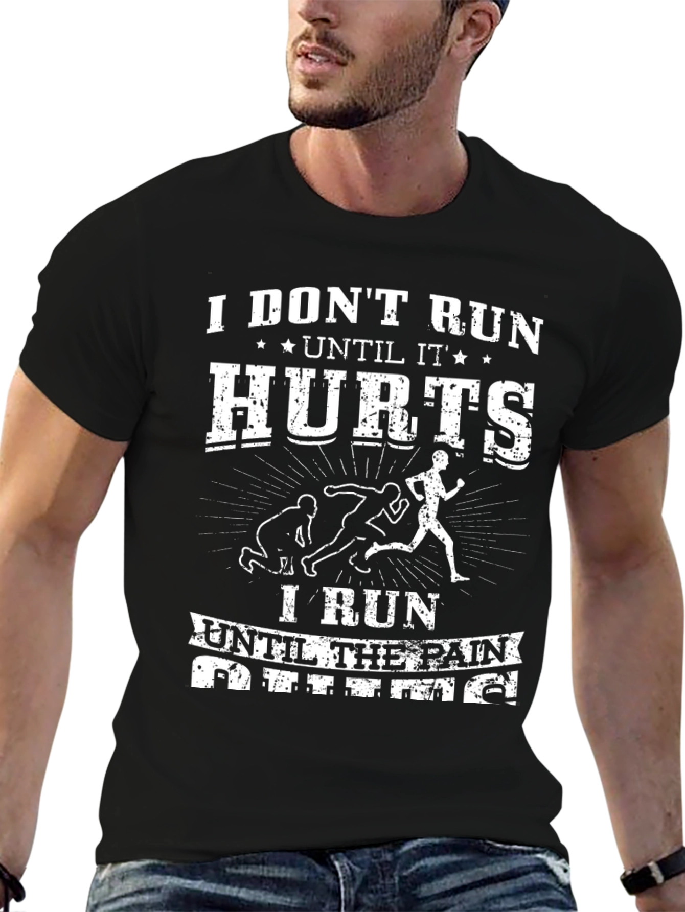 Motivational Running T-Shirt - Runs Until it Hurts