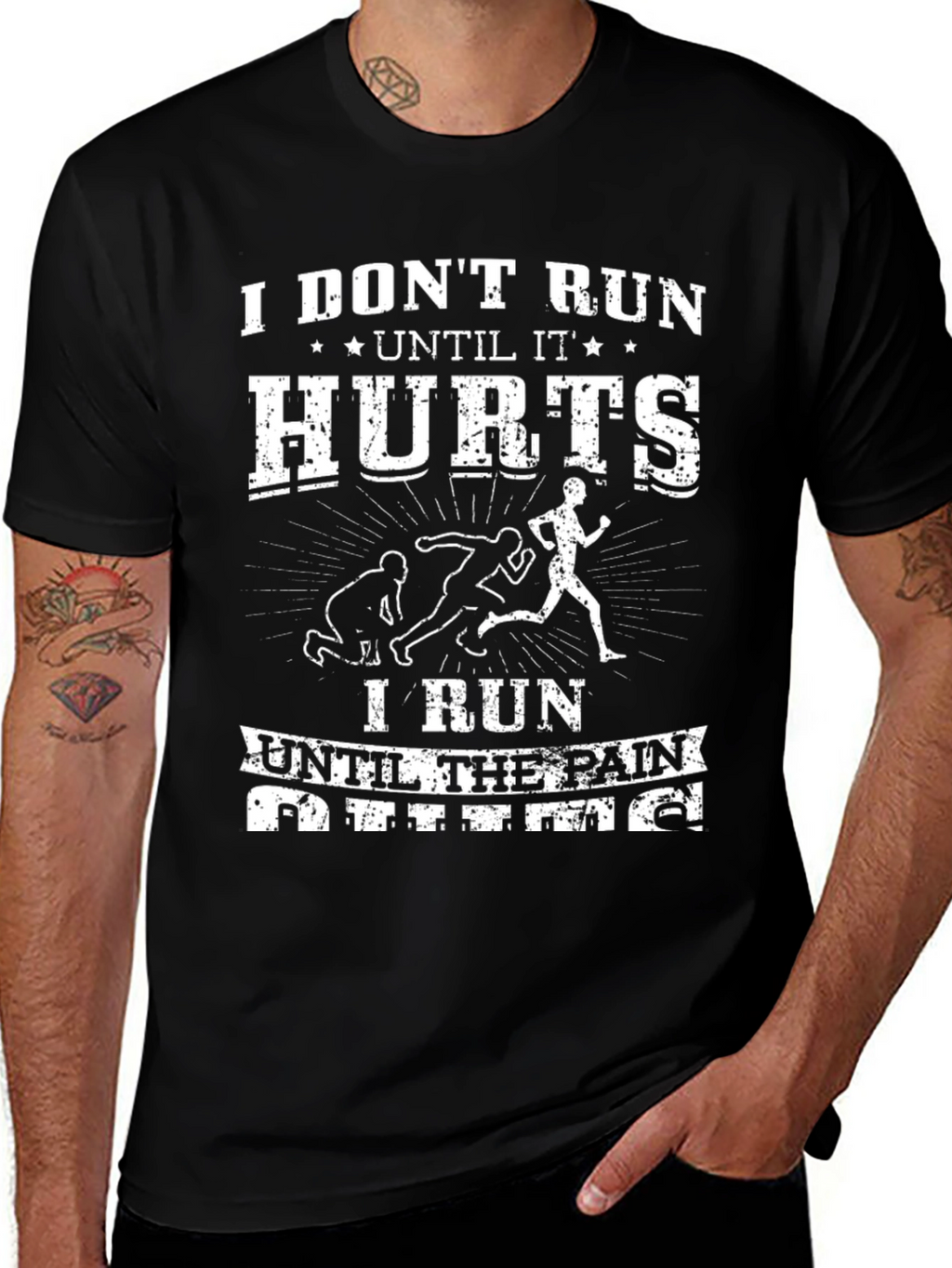 Motivational Running T-Shirt - Runs Until it Hurts