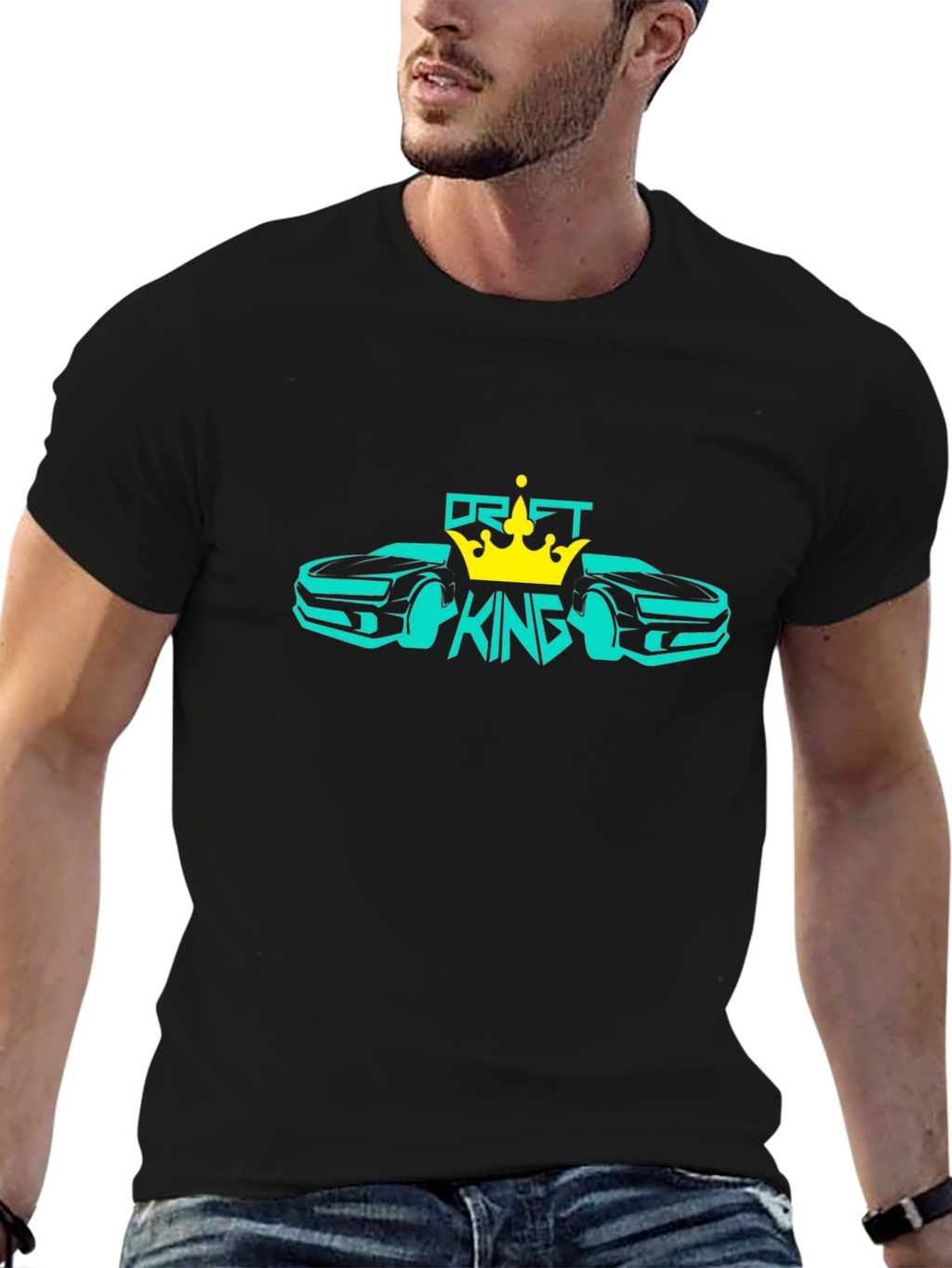Drift King Black T-Shirt Car Design
