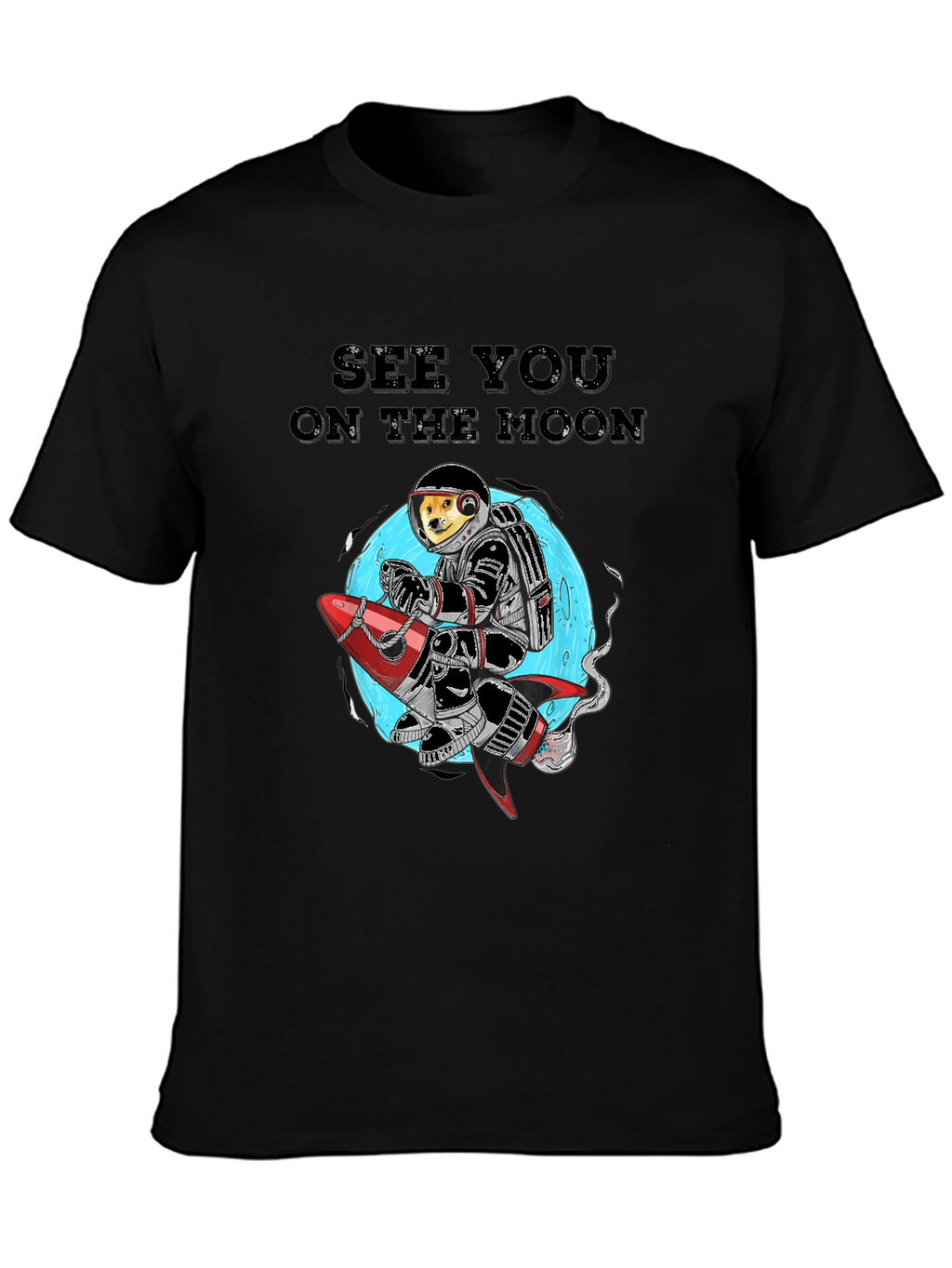 Dogecoin See You On The Moon Black T-Shirt