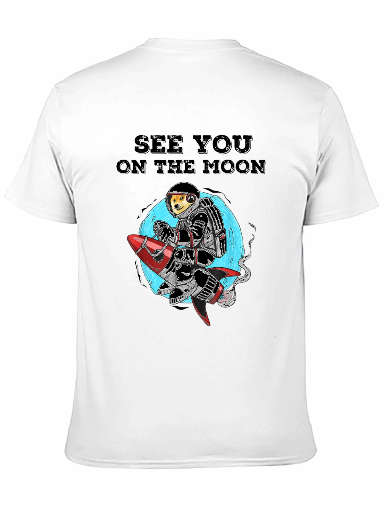 Dogecoin See You On The Moon Black T-Shirt