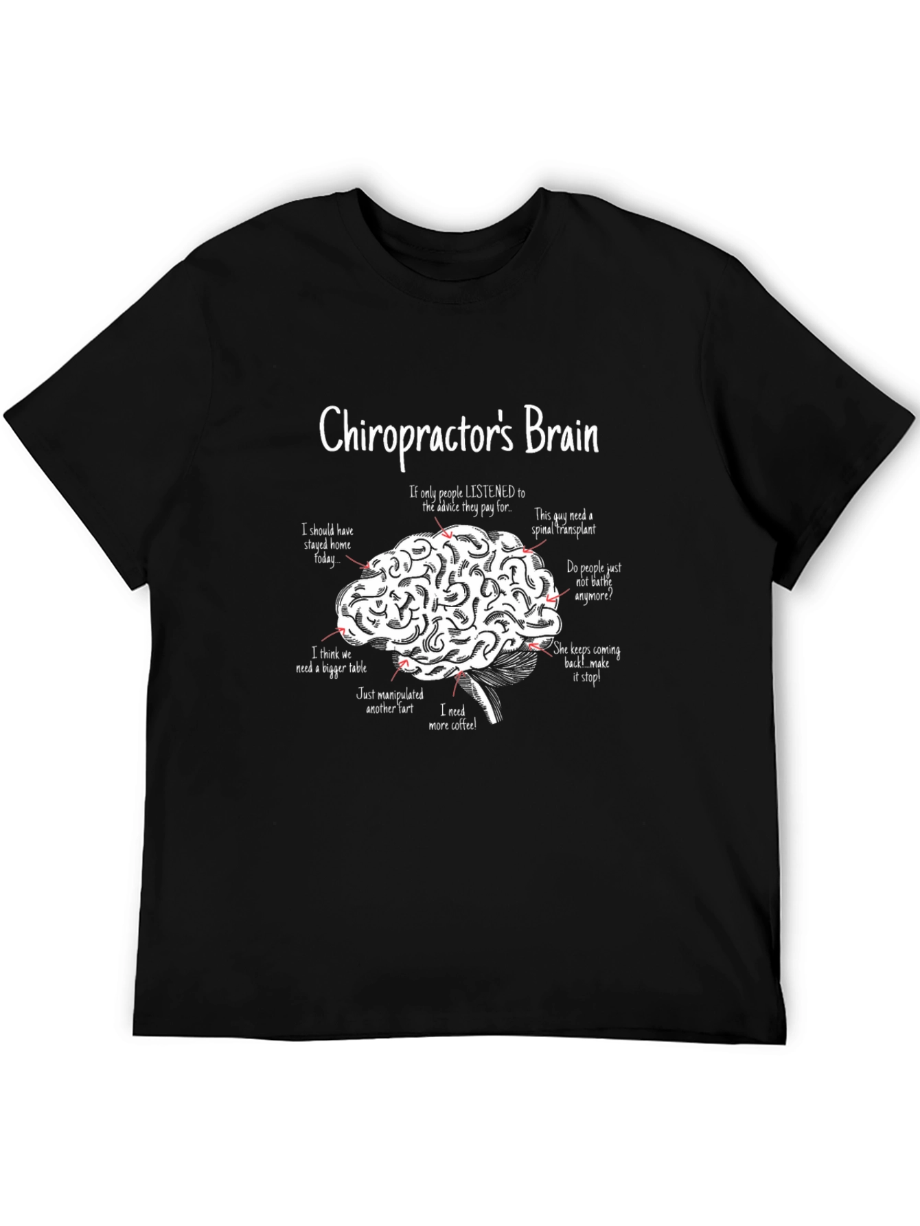 Chiropractors Brain Funny Graphic T-Shirt