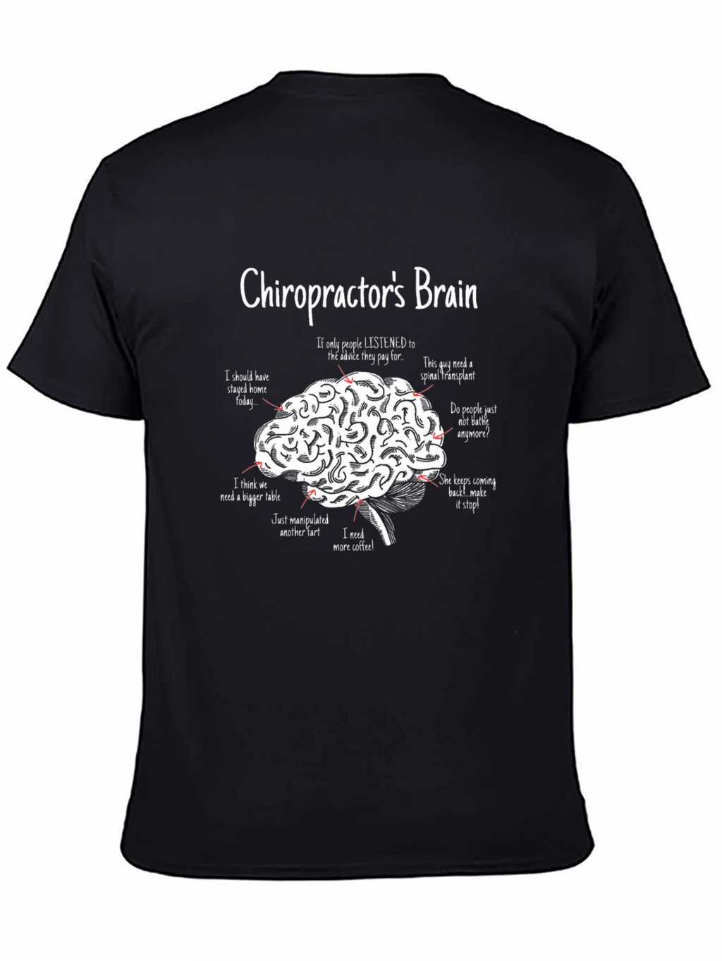 Chiropractors Brain Funny Graphic T-Shirt