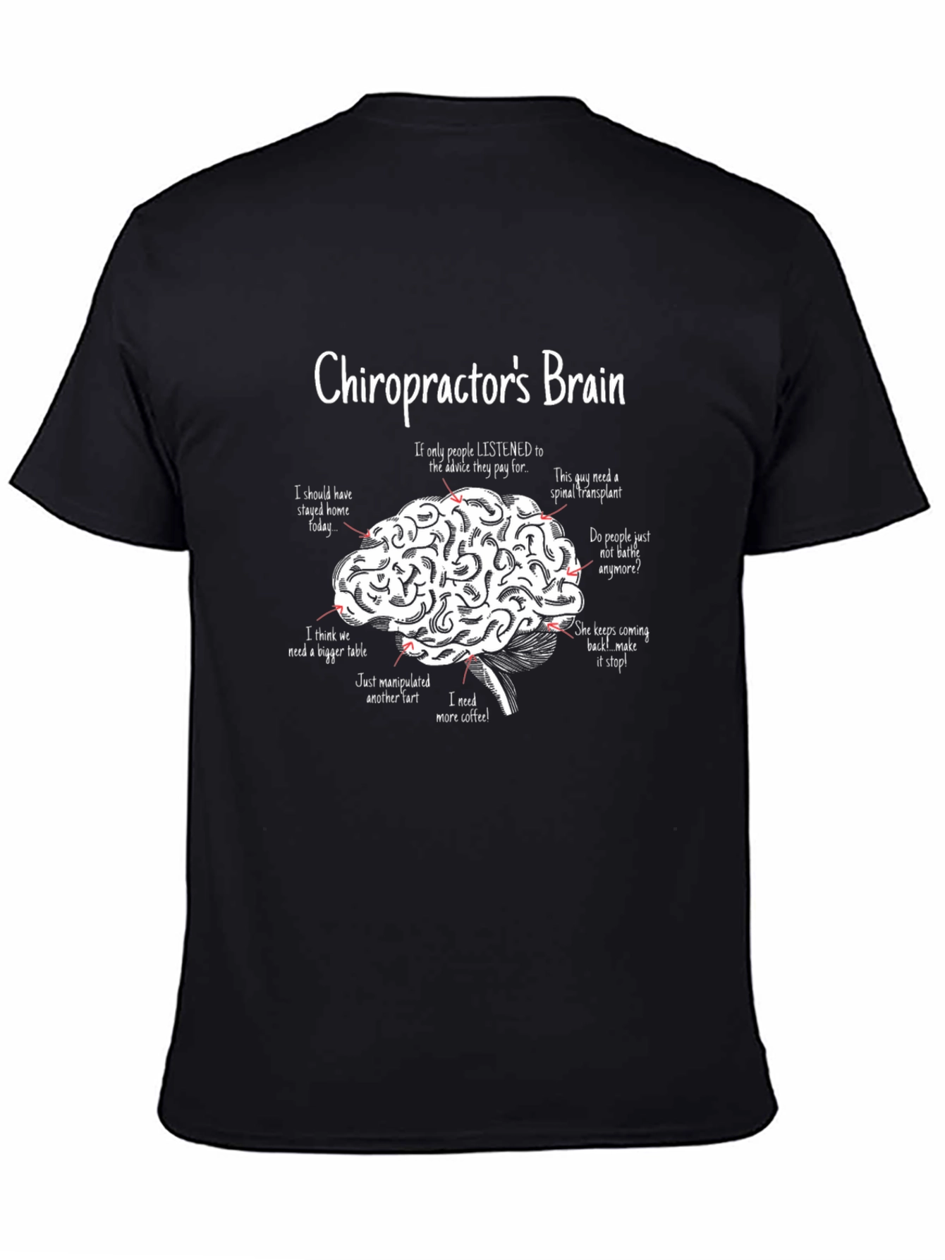 Chiropractors Brain Funny Graphic T-Shirt