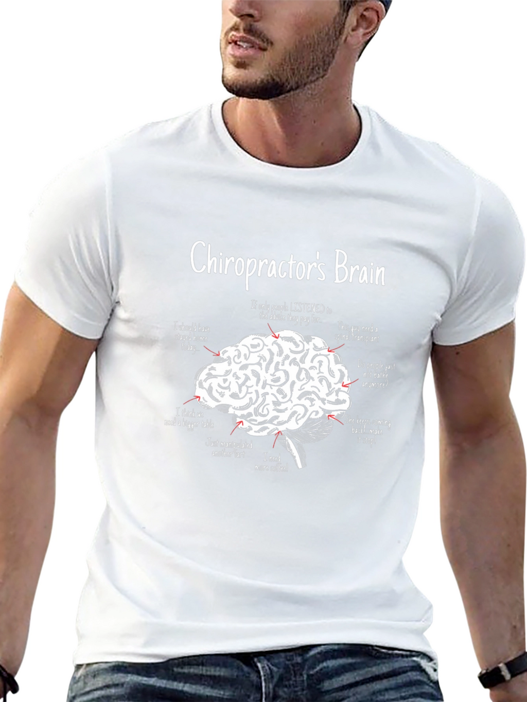 Chiropractors Brain Funny Graphic T-Shirt
