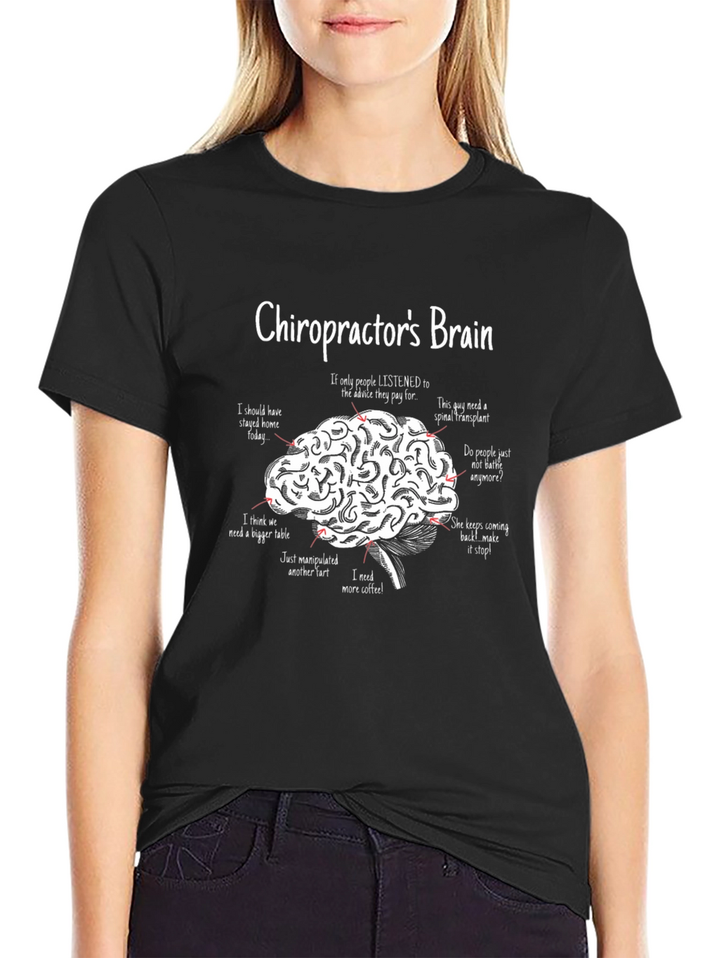 Chiropractors Brain Funny Graphic T-Shirt