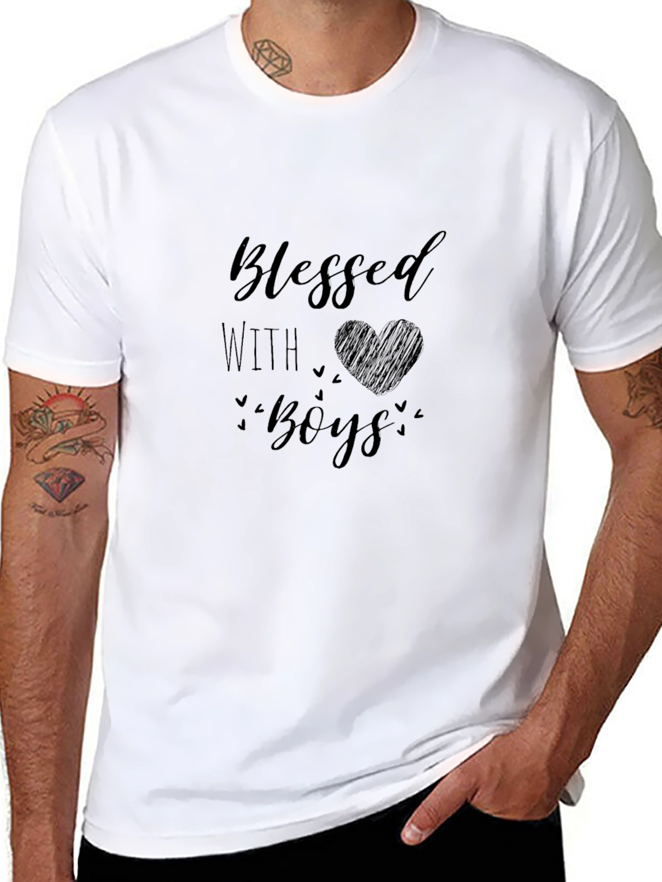 Blessed With Boys T-Shirt - Heart Design