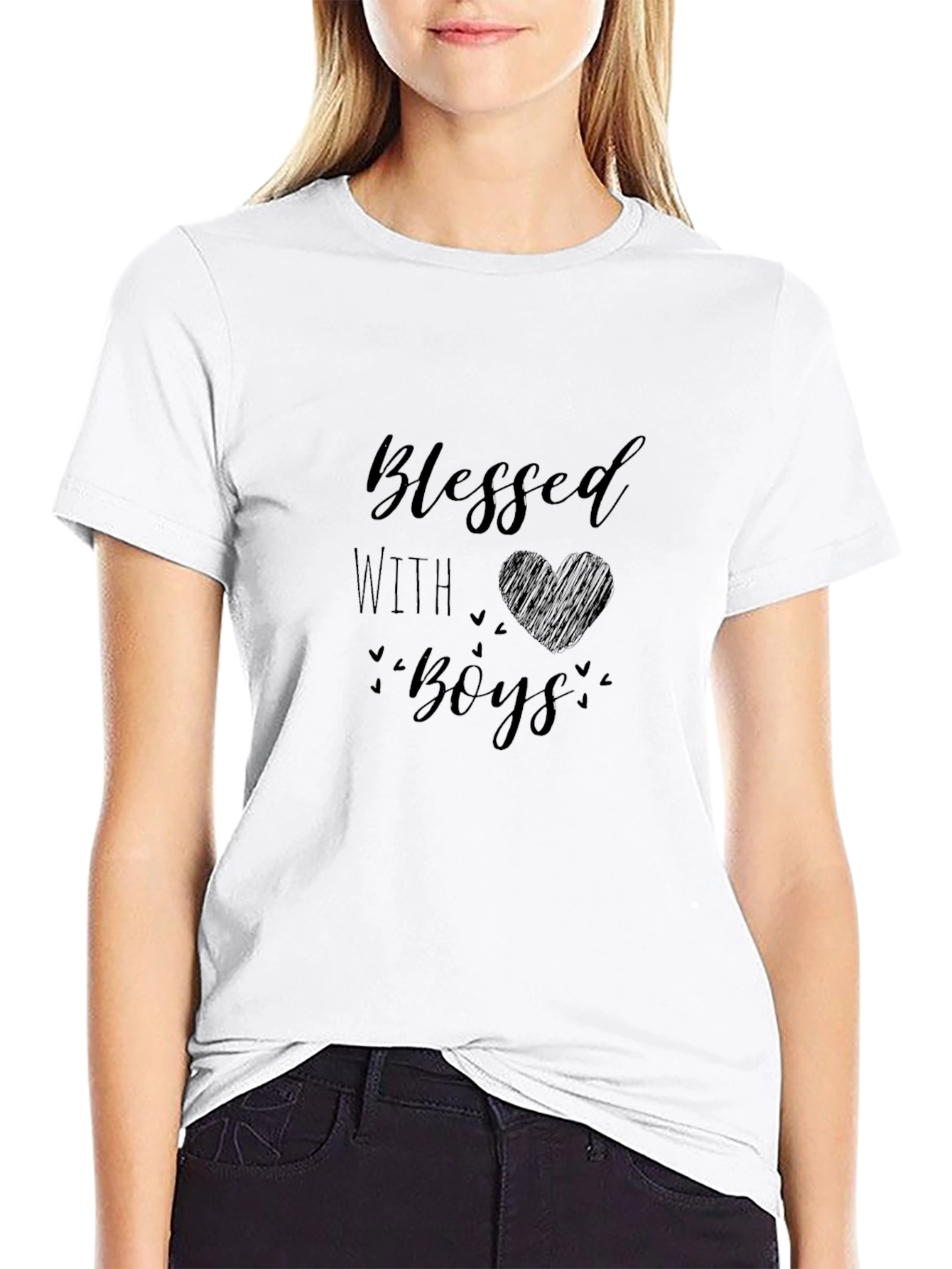 Blessed With Boys T-Shirt - Heart Design