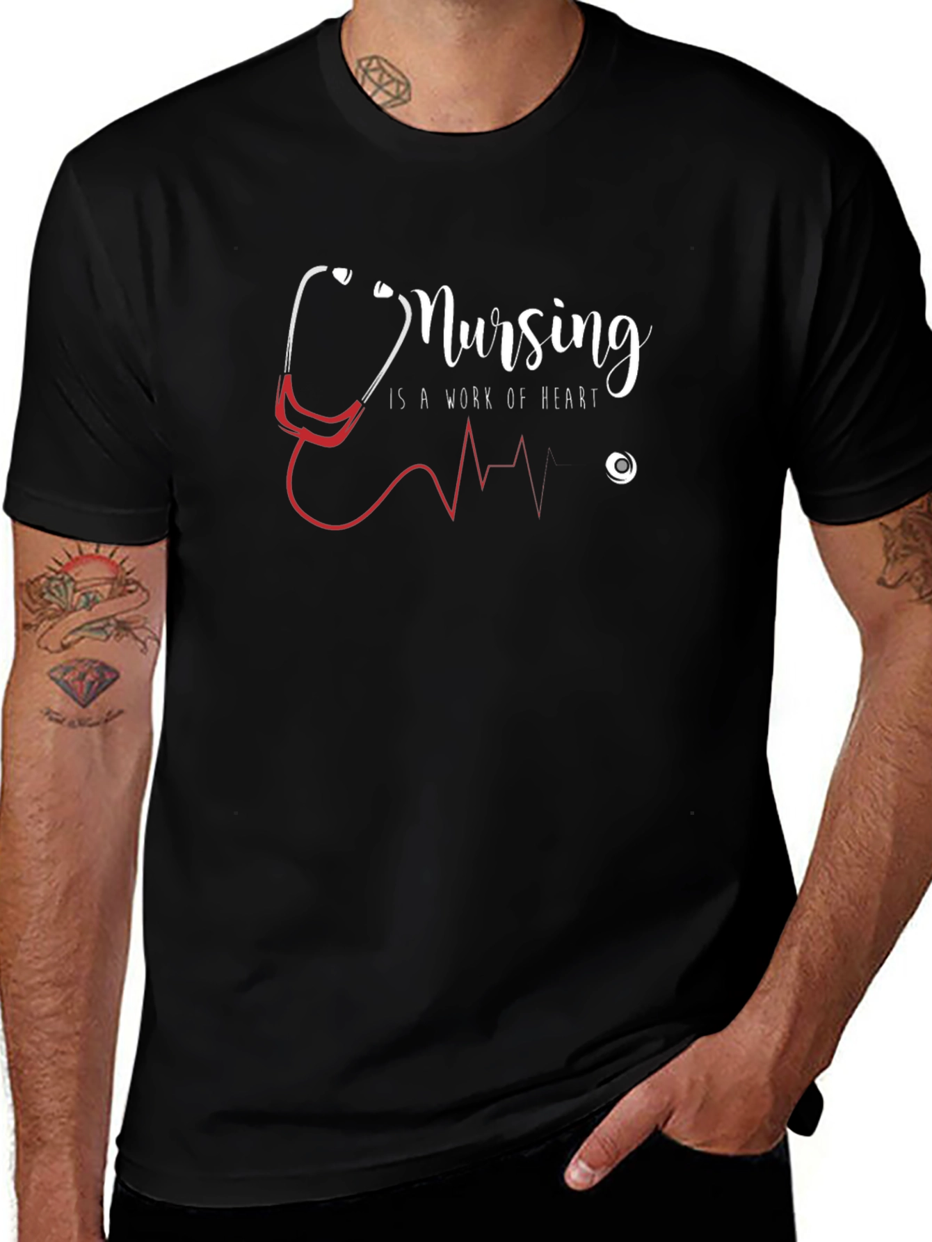 Nursing is a Work of Heart Graphic T-Shirt