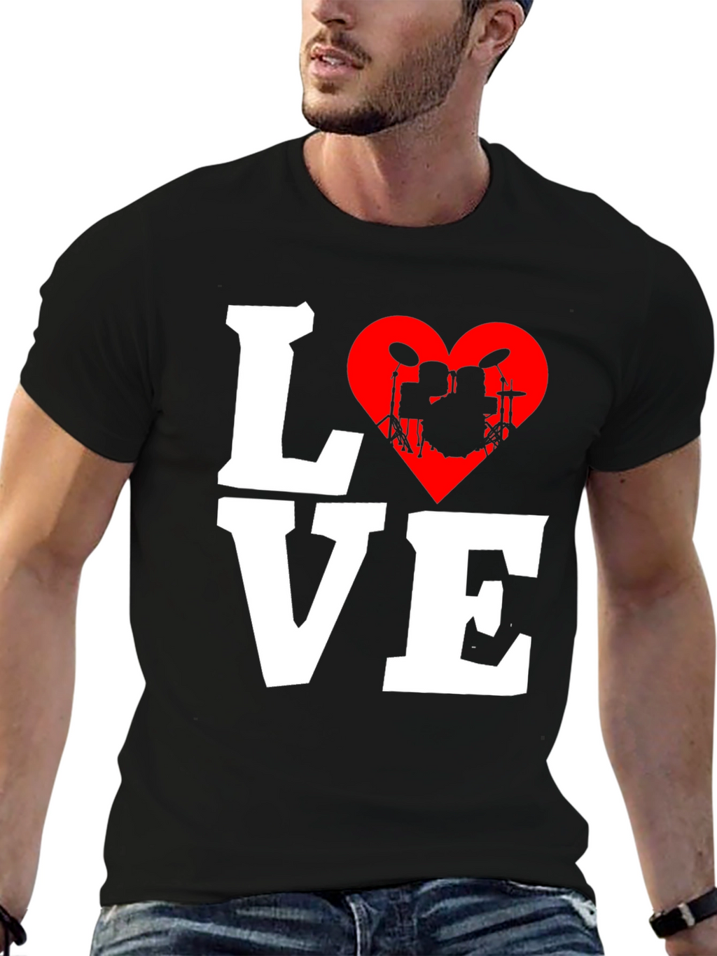 Love Drums T-Shirt - Music Heart Tee