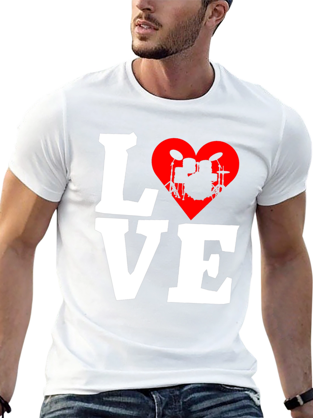 Love Drums T-Shirt - Music Heart Tee