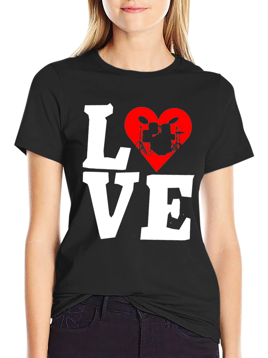 Love Drums T-Shirt - Music Heart Tee