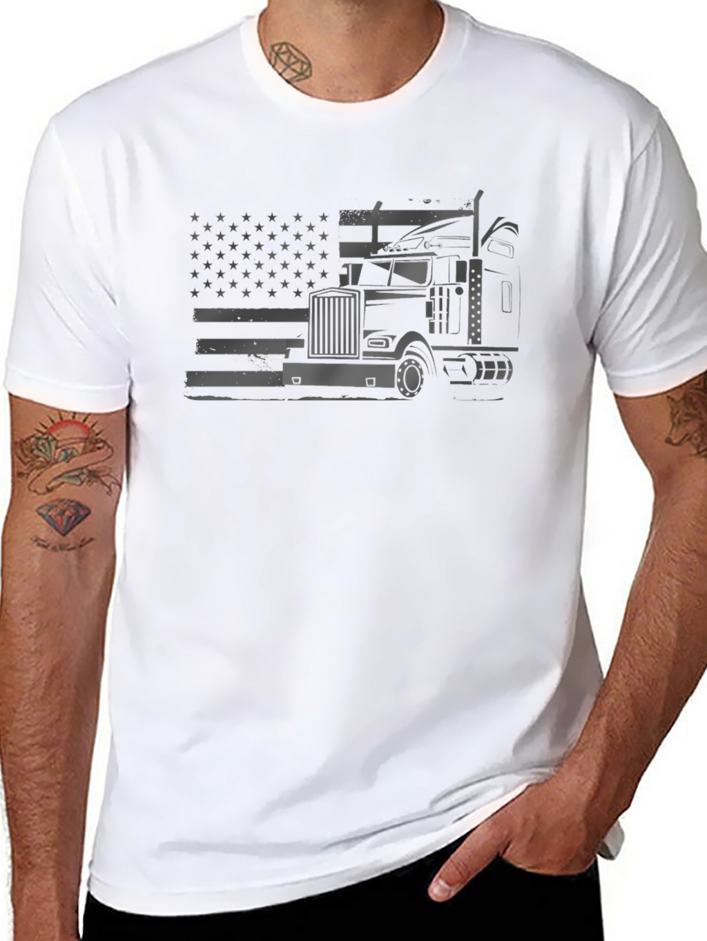 American Trucker T-Shirt - Patriotic Graphic Tee