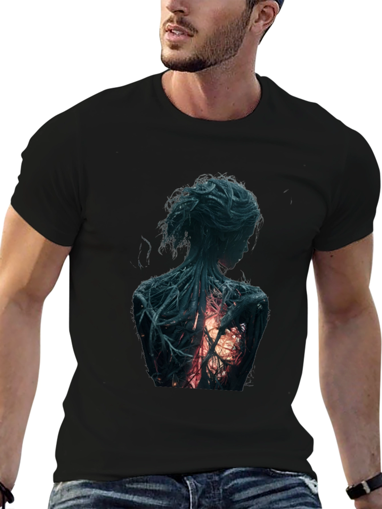 Artsy Back Graphic Black T-Shirt