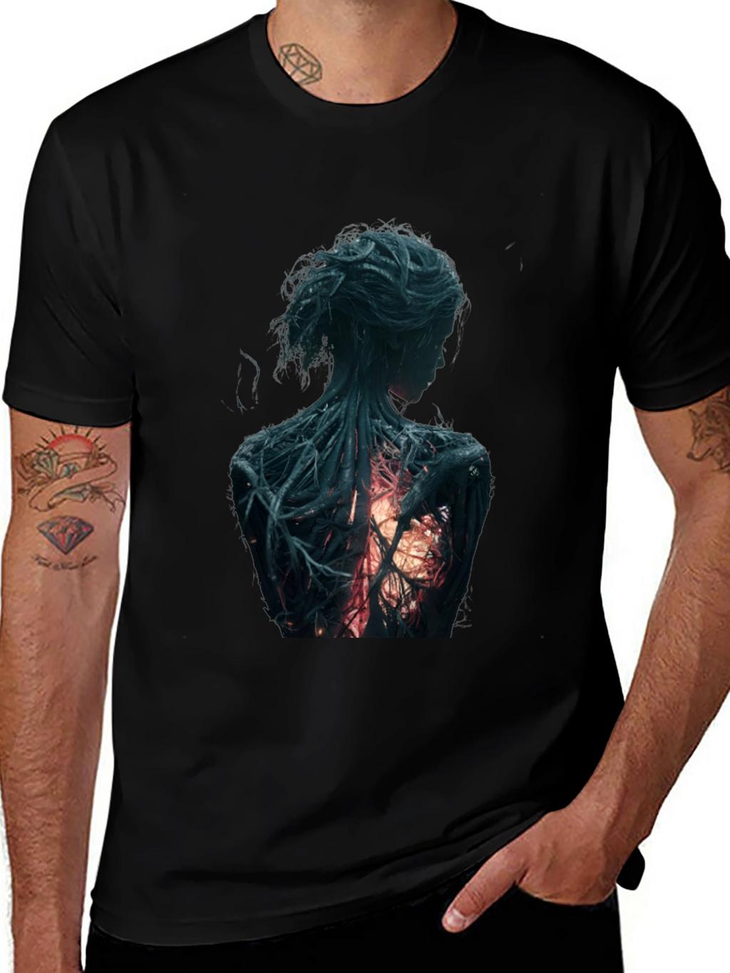 Artsy Back Graphic Black T-Shirt