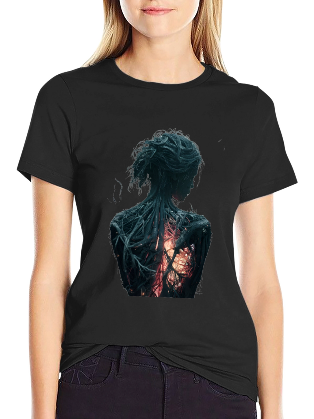 Artsy Back Graphic Black T-Shirt