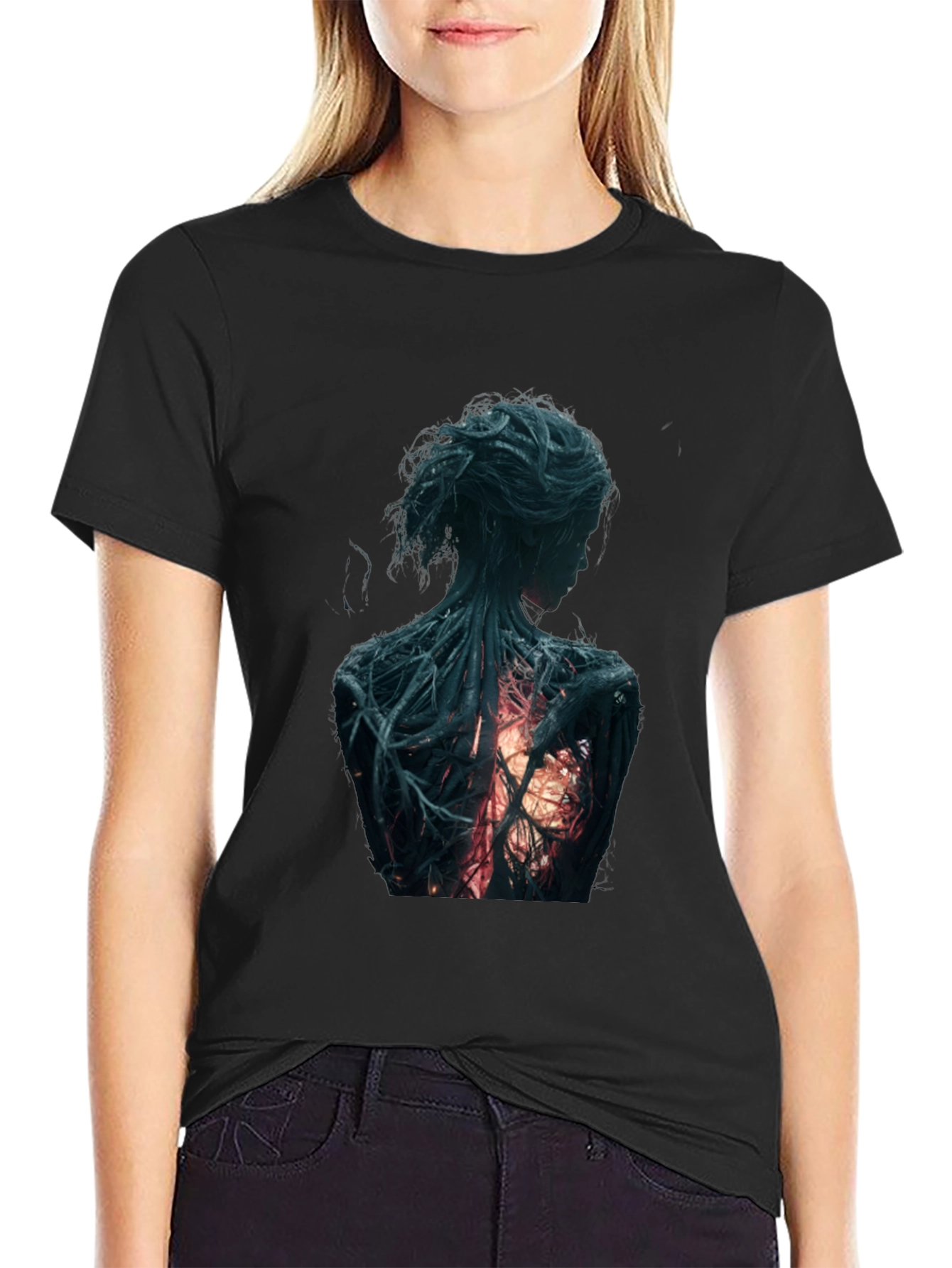 Artsy Back Graphic Black T-Shirt