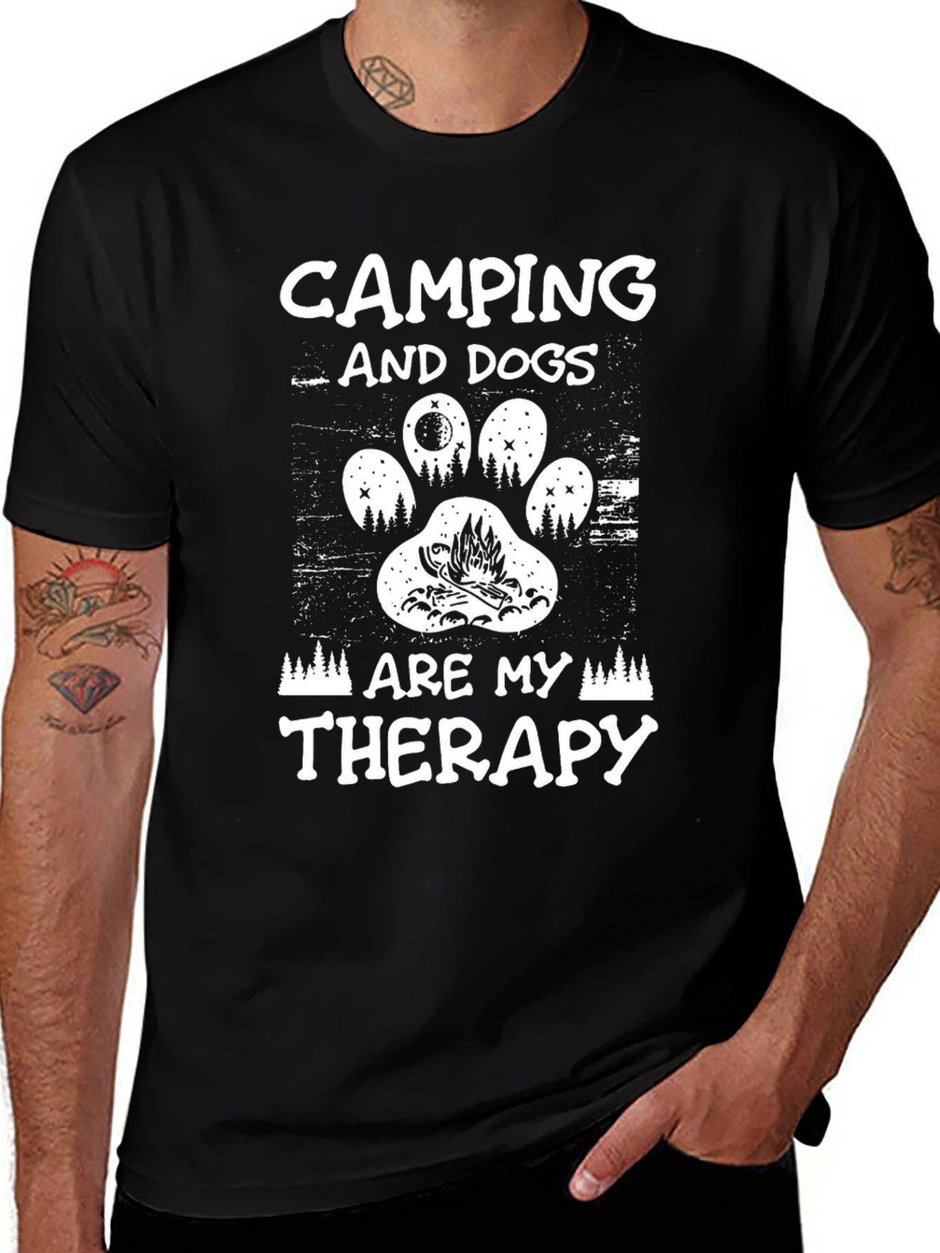 Camping and Dogs Therapy T-Shirt