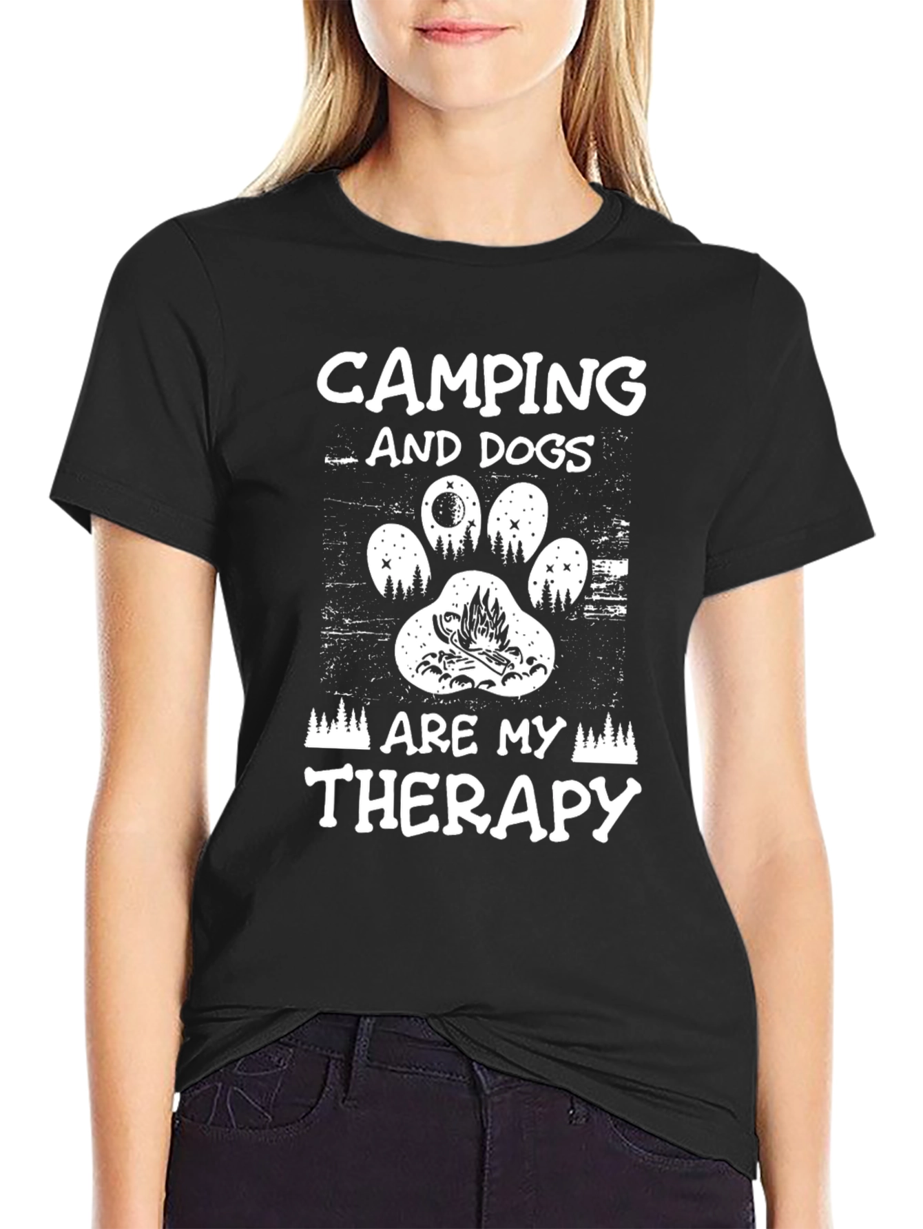 Camping and Dogs Therapy T-Shirt