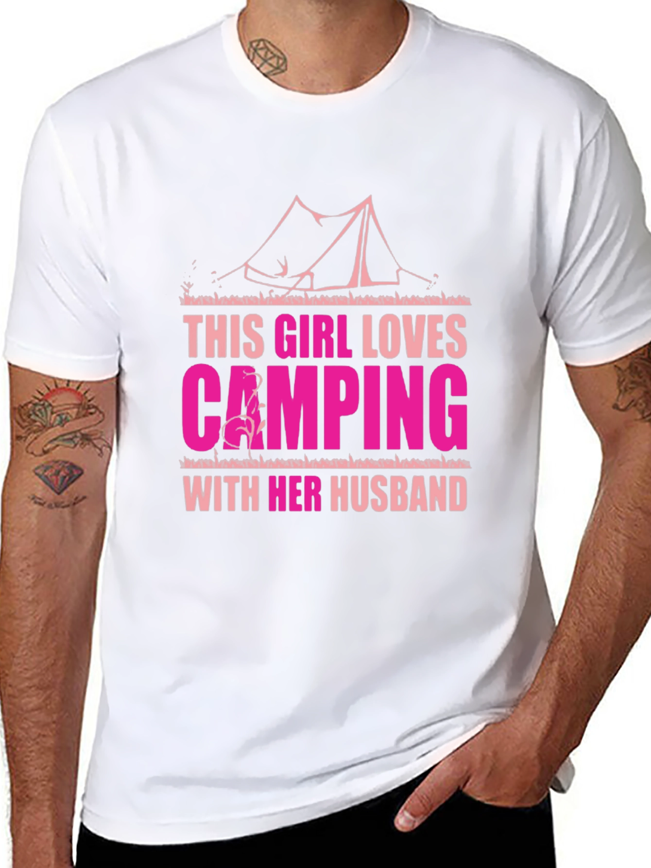 Camping Lover T-Shirt - This Girl Loves Camping With Her Husband