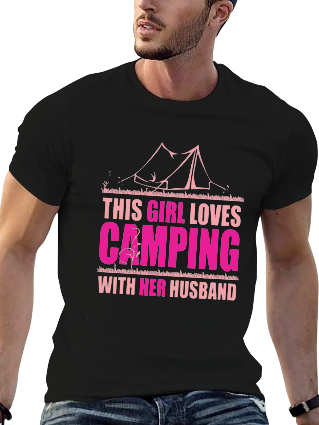 Camping Lover T-Shirt - This Girl Loves Camping With Her Husband