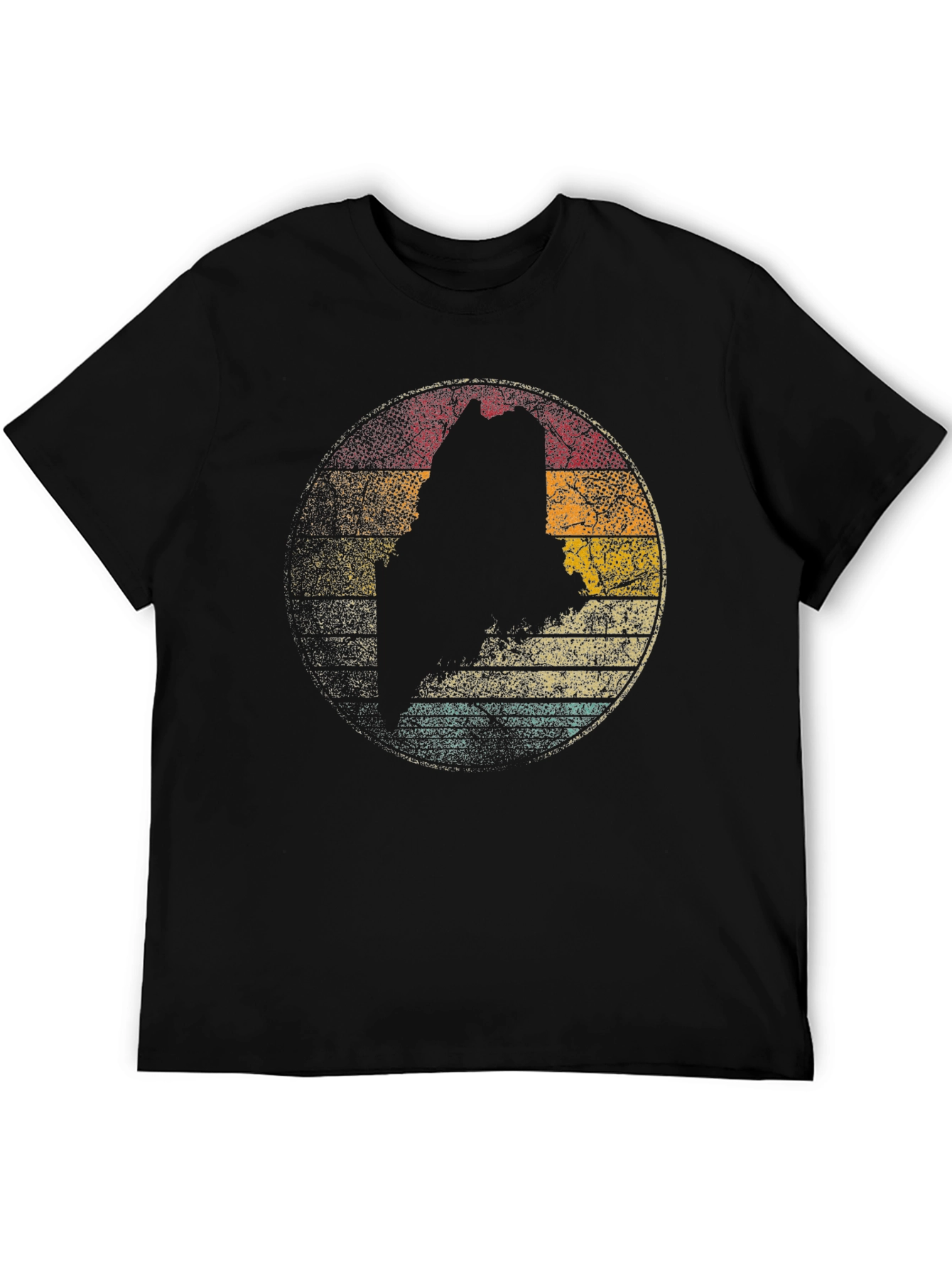 Maine State Silhouette Retro Graphic T-Shirt