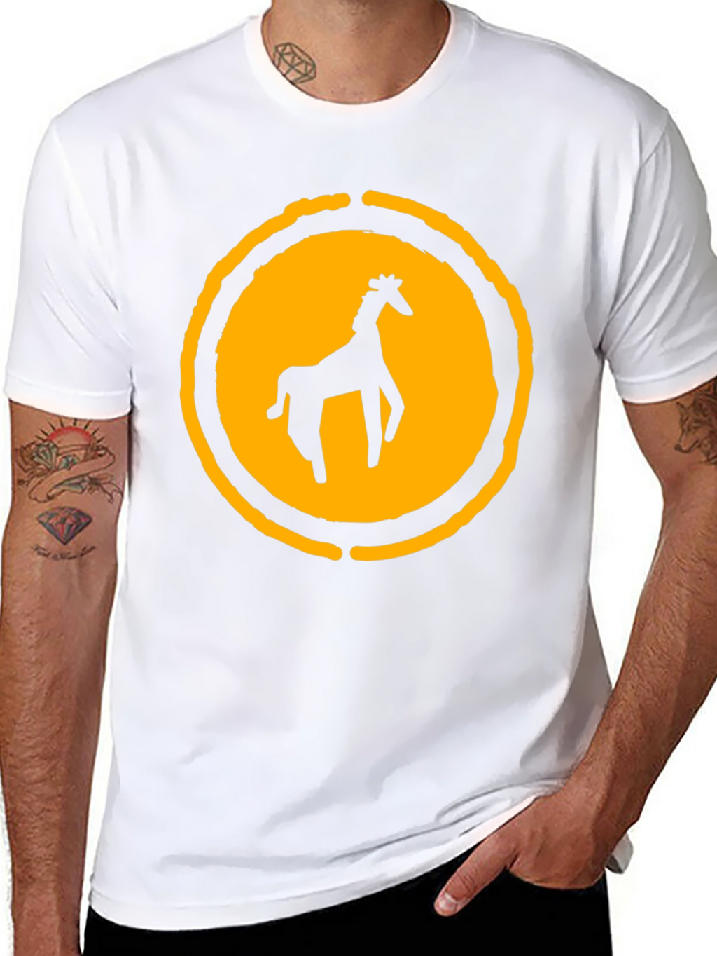 Black T-Shirt with Giraffe Graphic
