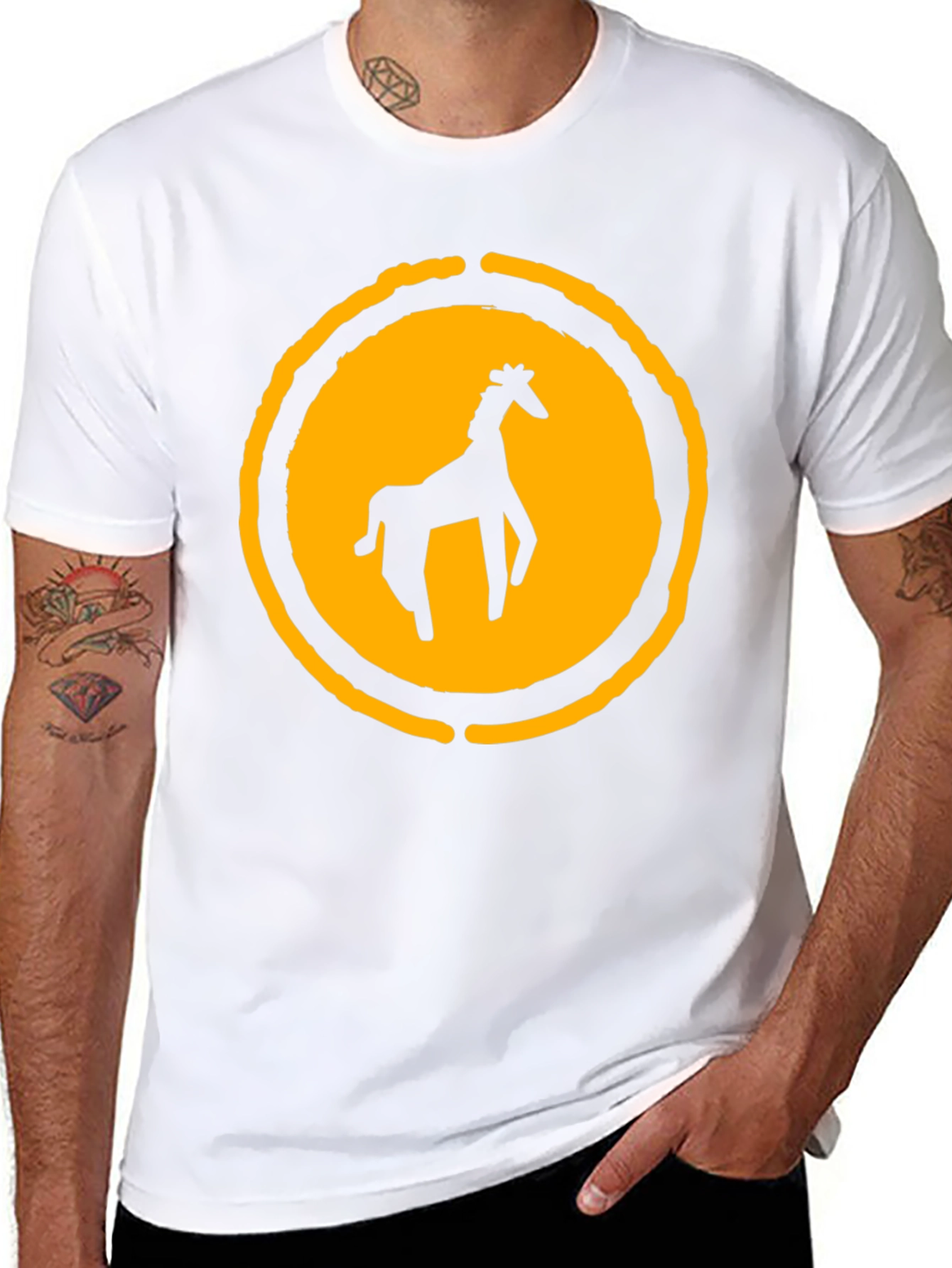 Black T-Shirt with Giraffe Graphic