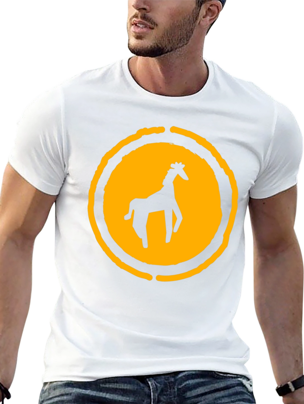 Black T-Shirt with Giraffe Graphic